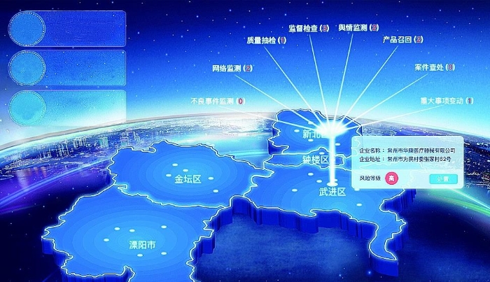 常州市醫(yī)療器械風險防控嵌入式智能預警云平臺風險防控預警圖。