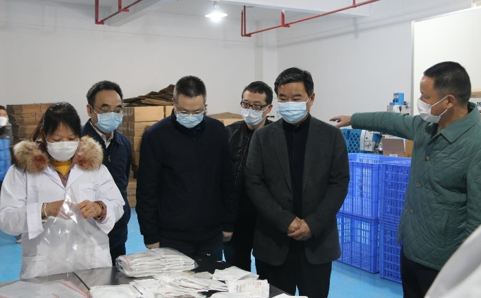 圖為何報翔副省長（右二）進行現(xiàn)場調(diào)研。