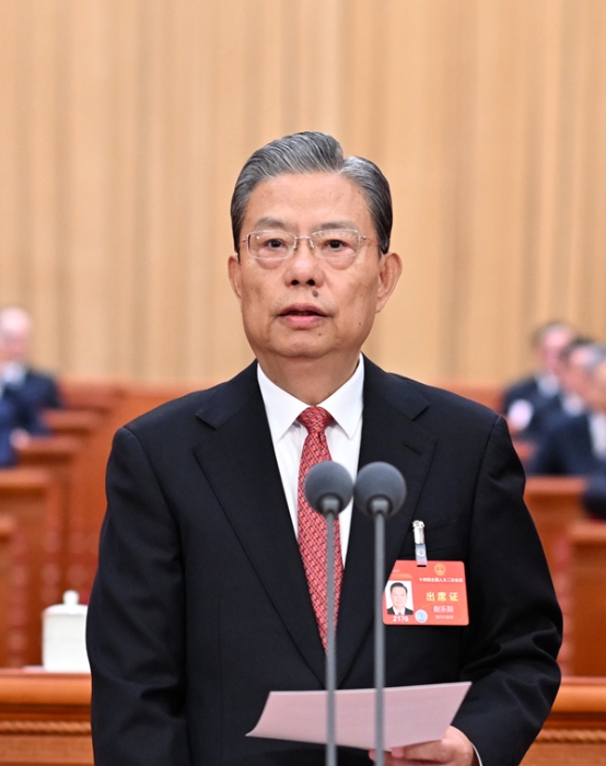 3月5日，第十四屆全國(guó)人民代表大會(huì)第二次會(huì)議在北京人民大會(huì)堂開(kāi)幕。趙樂(lè)際主持開(kāi)幕會(huì)。新華社記者 謝環(huán)馳 攝
