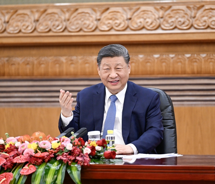 3月28日上午，國(guó)家主席習(xí)近平在北京人民大會(huì)堂會(huì)見國(guó)際工商界代表。新華社記者 李學(xué)仁 攝